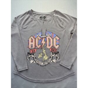Lucky‎ Brand Women's Vintage Design AC/DC Waffle Knit Top Rock Band T Shirt Sz S